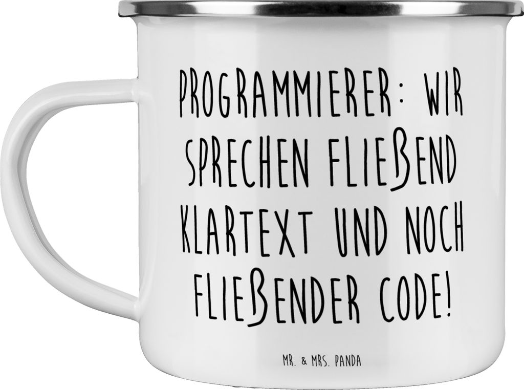 Mr. & Mrs. Panda Haferl Spruch Programmierer Codeflüsterer - Weiß - Geschenk, Berufe, Software, Softwareentwicklung, Emaille Becher, Kaffeepott, ...