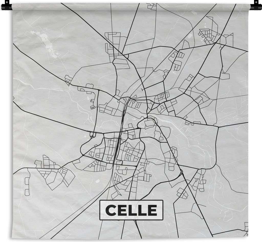 MuchoWow Wandteppich Wandbehang Deutschland - Stadtplan - Karte - Celle 90x90 cm Tapisserie Dekoration Wandtuch - Wandaufhänger