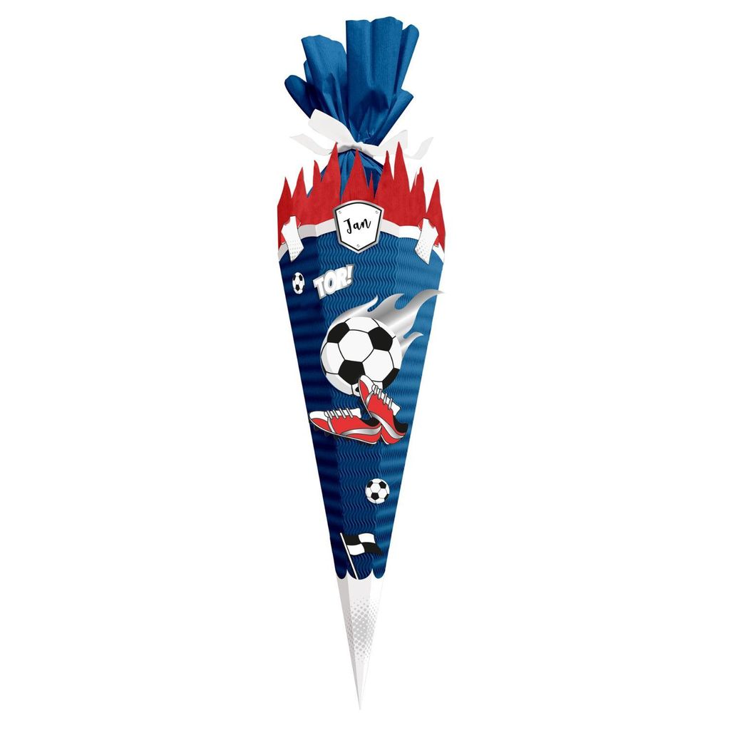 itenga SCHULTÜTEN Bastelset 68cm "FUSSBALL" meine Vereinstüte blau - rot weiß