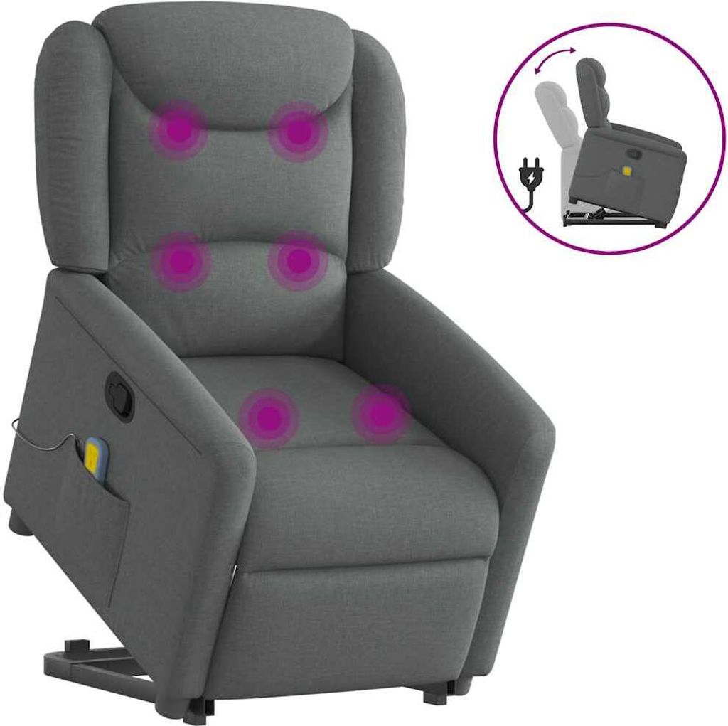 Massagesessel mit Aufstehhilfe Dunkelgrau Stoff