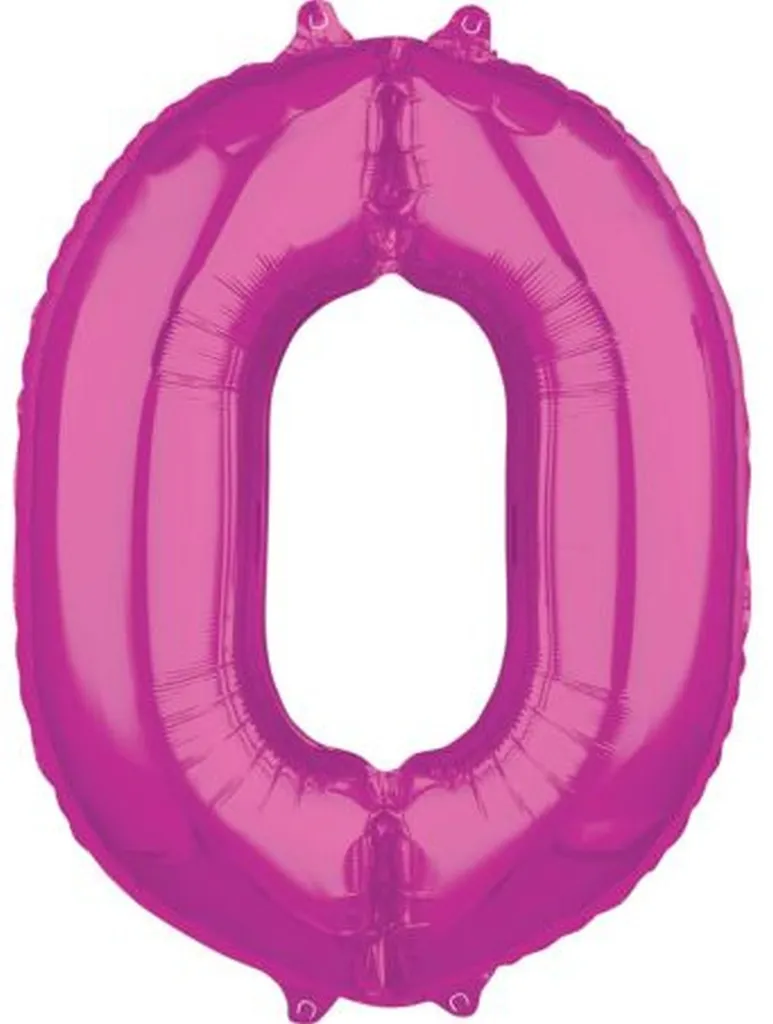 Ballon anniversaire chiffre 0 rose géant pour décoration de baptême