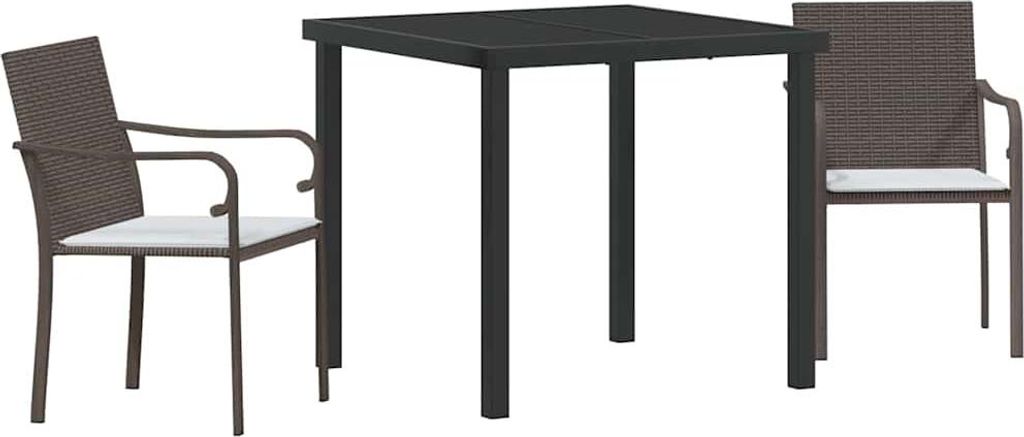 Garten Essgruppe 3 pcs Braun und Schwarz PE-Rattan