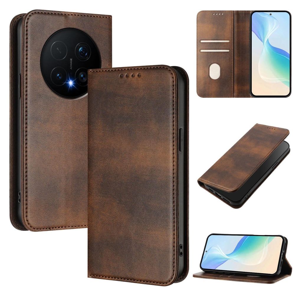 Handyhülle für Honor Magic8 Pro, Vintage Leder RFID Schutz Produktbild 