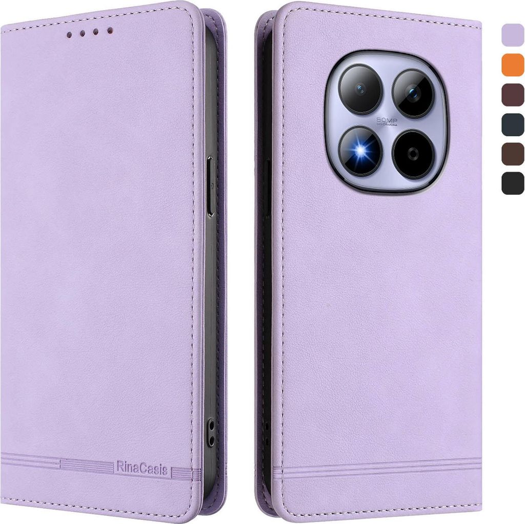 Hülle für Xiaomi Redmi Note 15 Pro 5G, Retro Kunstleder Ständer Klapphülle mit Kartenfächer und Magnetische Violett