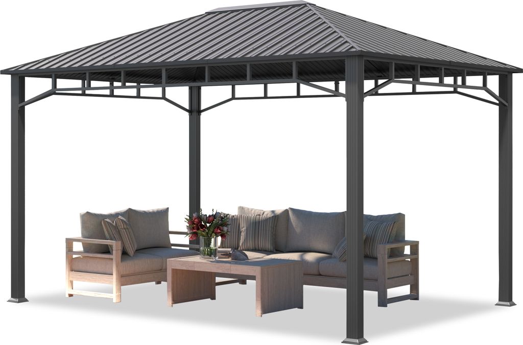 Gartenpavillon 3x4 m Stahldach Hardtop, ohne Seitenteile, Pfosten 9x9 cm