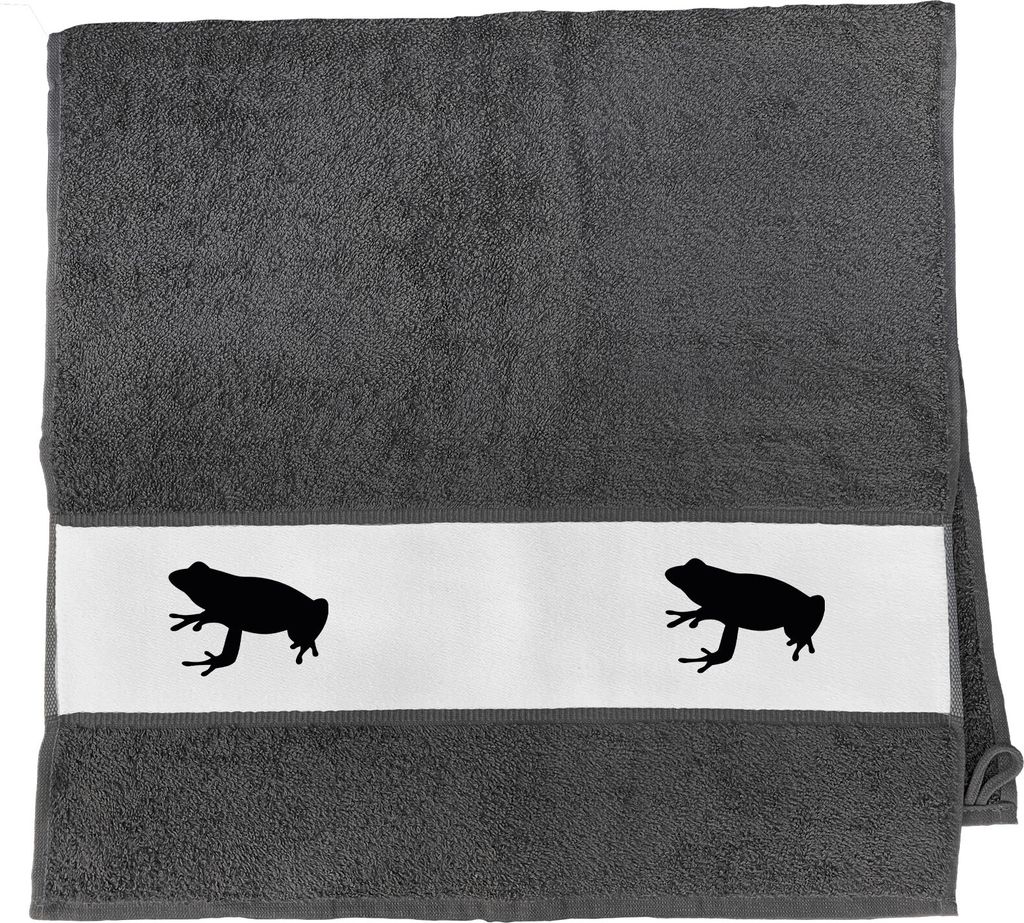 Huuraa Handtuch Frosch Kröte Silhouette 50x100cm Graphite Baumwolle Handtuch Geschenkidee