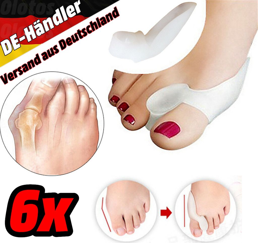 6x Silikon Soft-Gel Zehenspreizer, Zehentrenner für Hallux Produktbild 