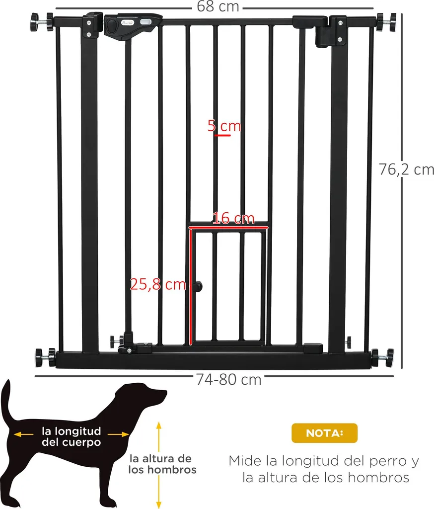 Barrière de sécurité réglable noire 80 x 4 x 76 cm - Modèle Pro-Sûreté - 3