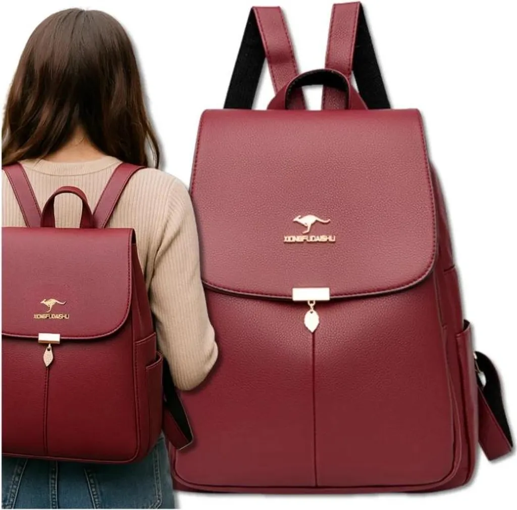 Sac à dos femme élégant rouge similicuir : fini le mal de dos en ville