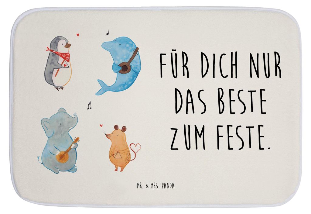 Mr. & Mrs. Panda Badteppich Big Band - Weiß - Geschenk, Pinguin, Badvorleger, Lustige Sprüche, Teppich Bad, Hund, Musik, Badematte, Badezimmertep...
