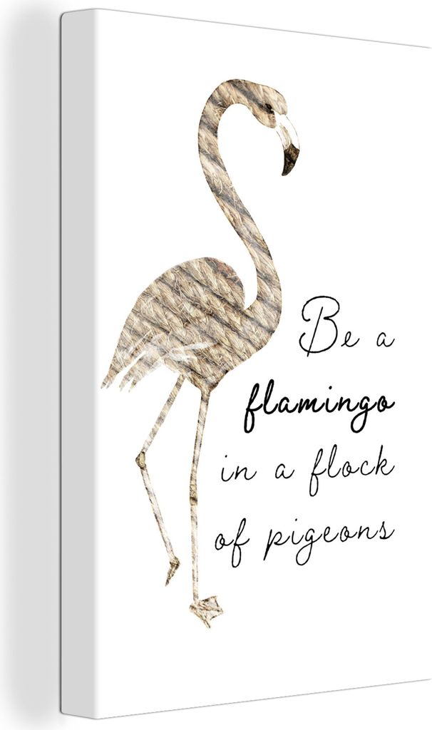 OneMillionCanvasses - Leinwandbilder - 90x140 cm, Flamingo - Federn - Vogel, Wandbilder Kunstdruck Wanddekoration - Wandschmucke - Schlafzimmer
