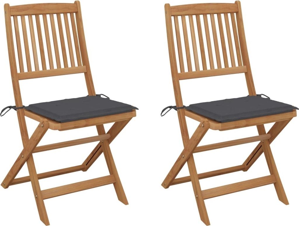 The Living Store Klappbare Gartenstühle 2 Stk. mit Kissen Massivholz Akazie