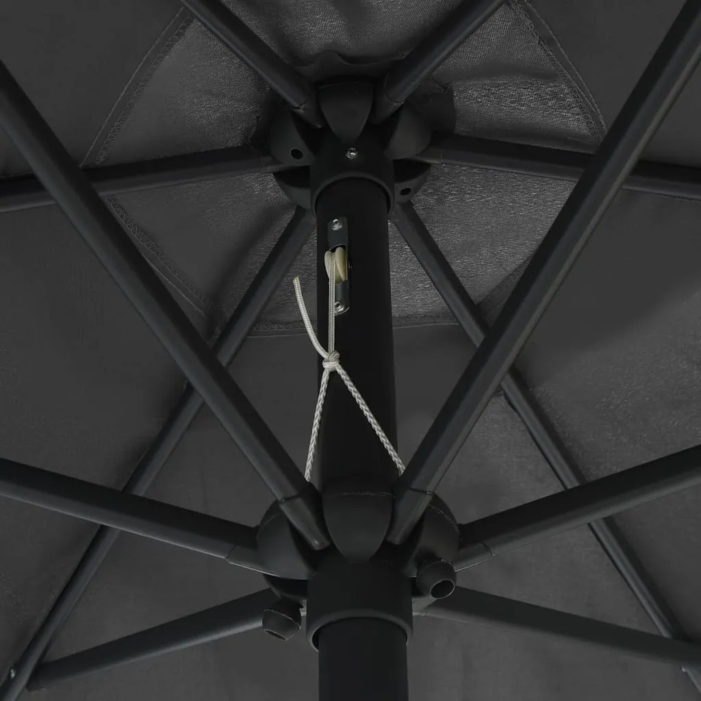 Parasol aluminium 270 cm avec manivelle et toile anthracite traitée