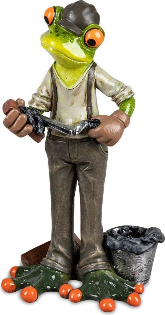 Dekofigur Frosch als Maurer, Handwerker H. 17cm grün Formano Froschhausen WA
