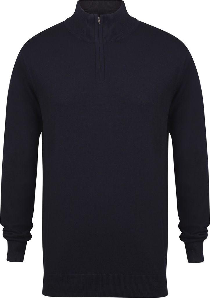 Henbury Herren 1/4 Zip Langarm Pullover RW5289 (4XL) (Marineblau)