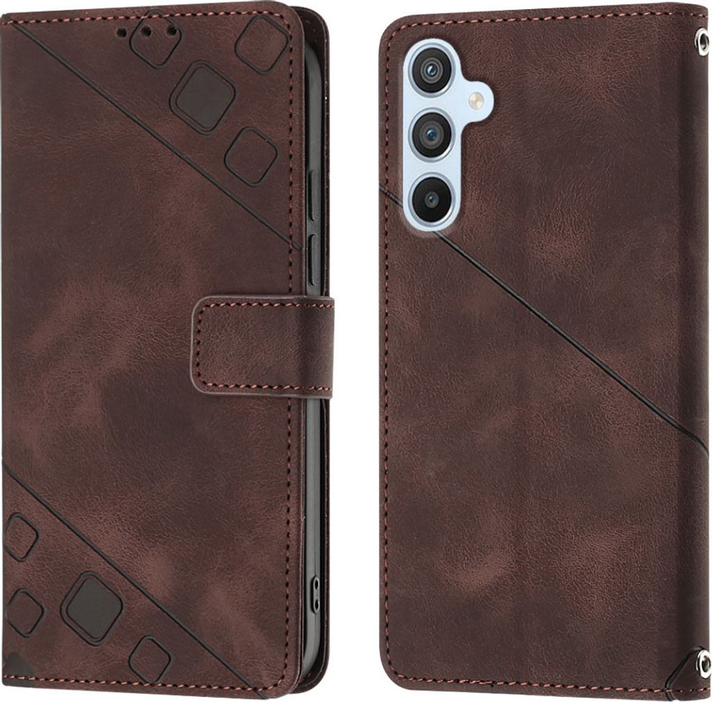 Hülle für Samsung Galaxy A54 5G Prägung Flip Leder Brieftasche Schutzhülle mit Ständer Braun