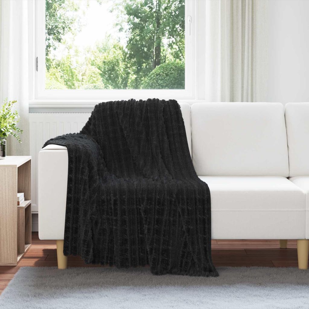 "Schlussverkauf" Fleece-Decke - Überwurfdecke - Vielseitige Anwendung - Schwarz 150x130 cm Fleece C8739