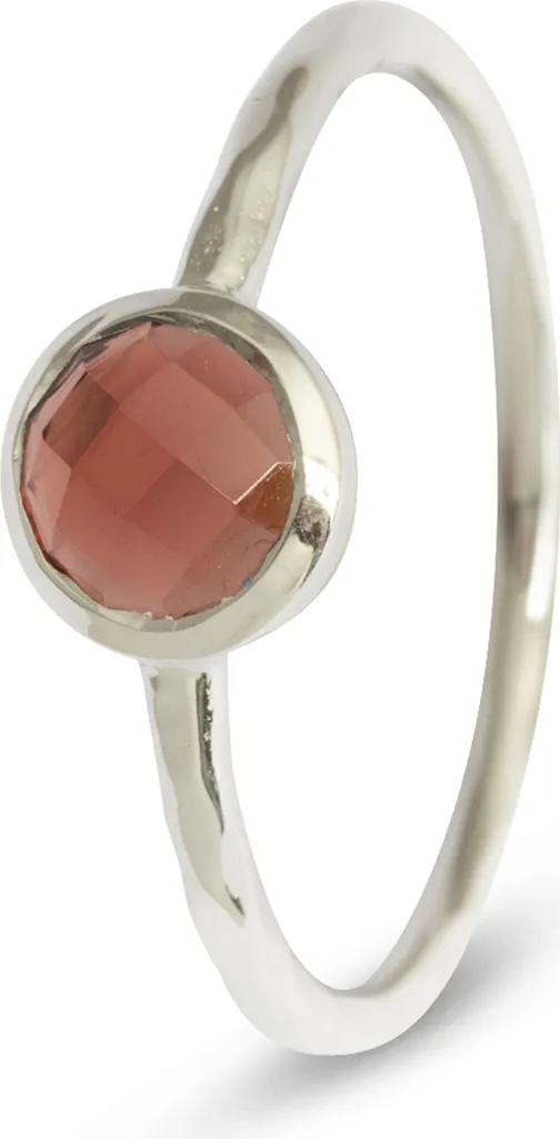 Bague en Argent Massif Brillant sertie d'un Grenat Rouge Naturel