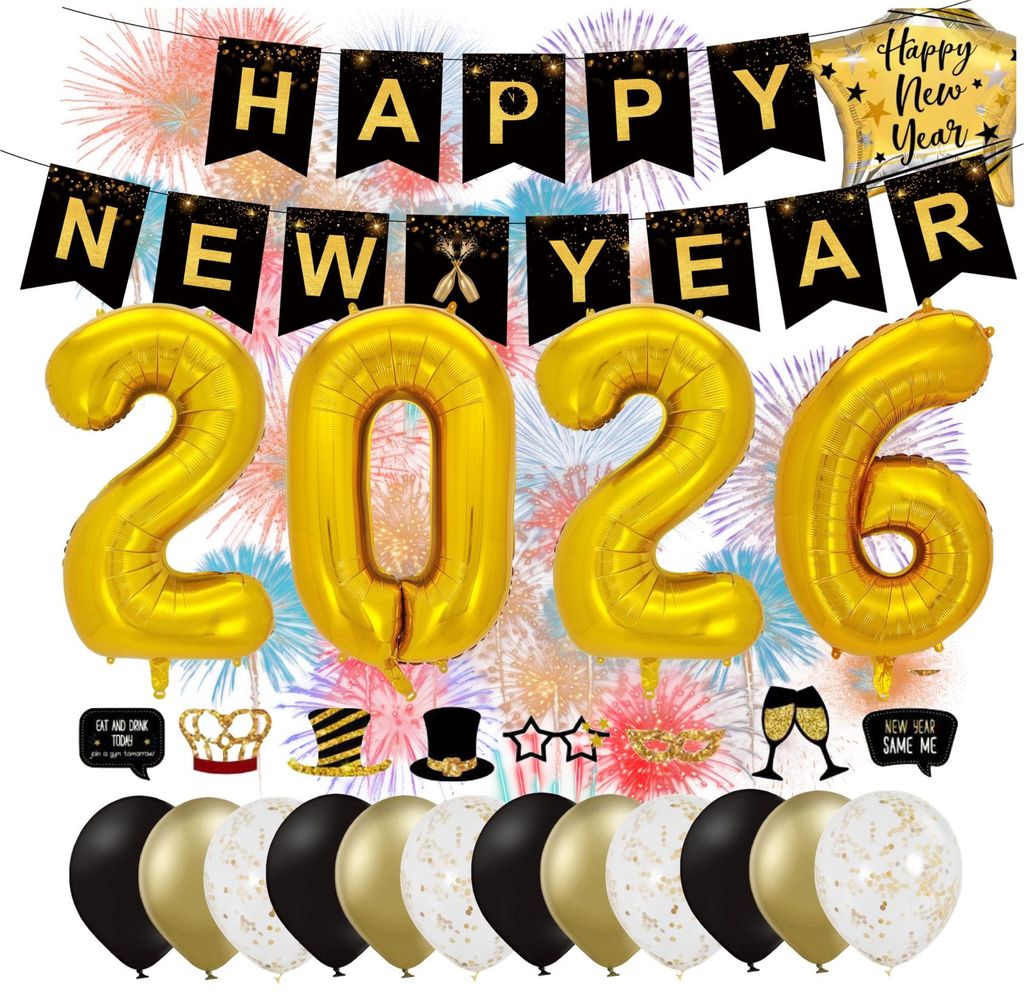 Silvester Deko Set 2026 – Neujahrsdeko für Party & Feier | Produktbild 
