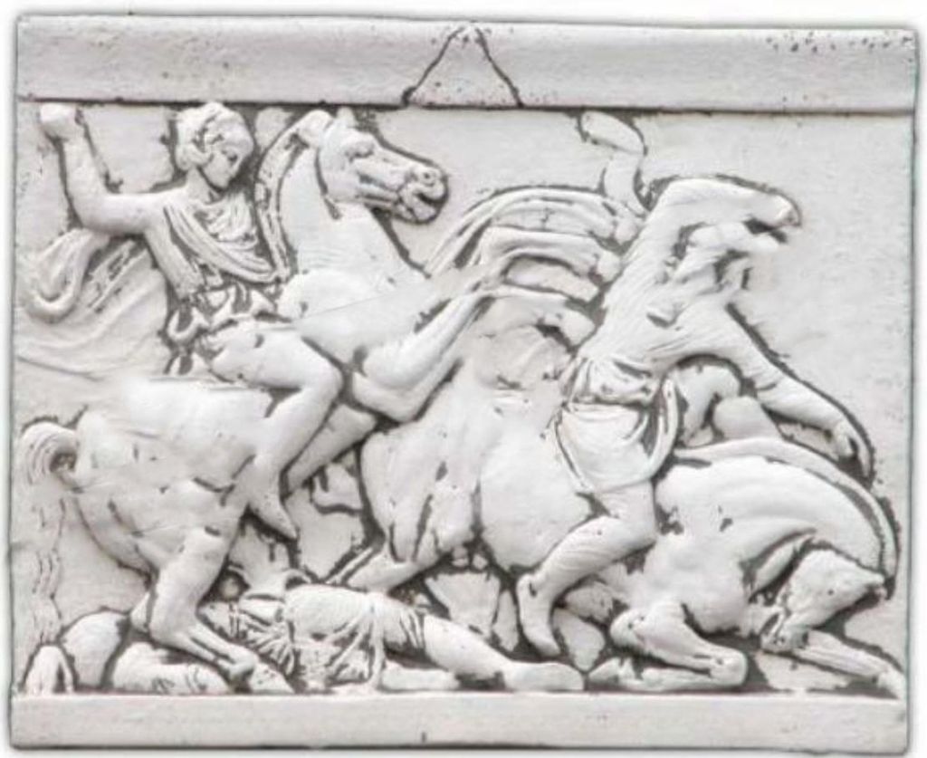 Relief Alexander der Große Pferd Wandrelief Wand Bild Bilder Stein Platte Neu