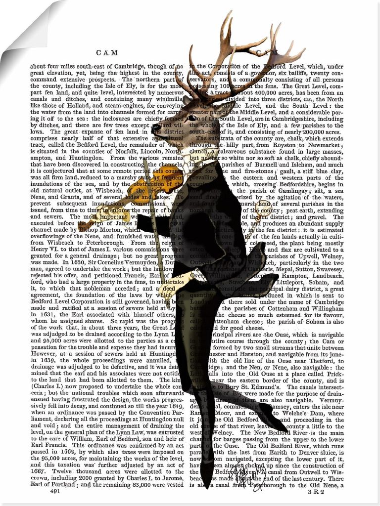 ARTland Poster Tanzender Hirsch mit Violine Größe: 60x80 cm