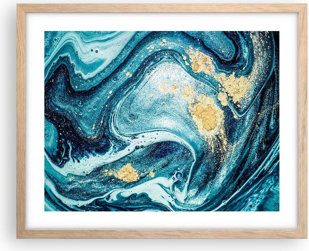 Gerahmtes Poster - Rahmen in heller Eiche - Abstraktion modern - 50x40 cm - Wand Bild - Wanddeko - Wandbilder - Wandposter - Bilderrahmen - Bilder ...
