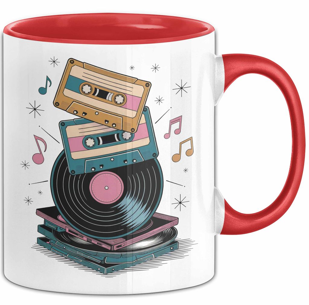 Retro Fan Tasse Geschenkidee für Vintage Liebhaber (Rot)