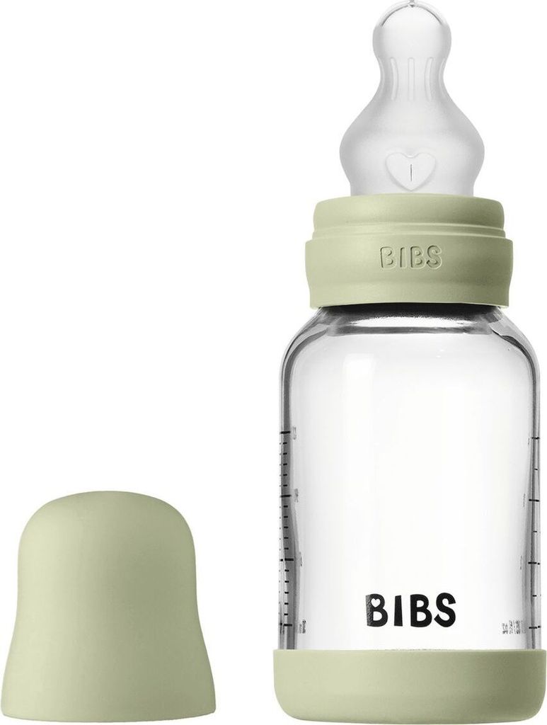 Bibs Glas-Flasche Baby Bottle Round 120 ml + Silikon-Trinksauger