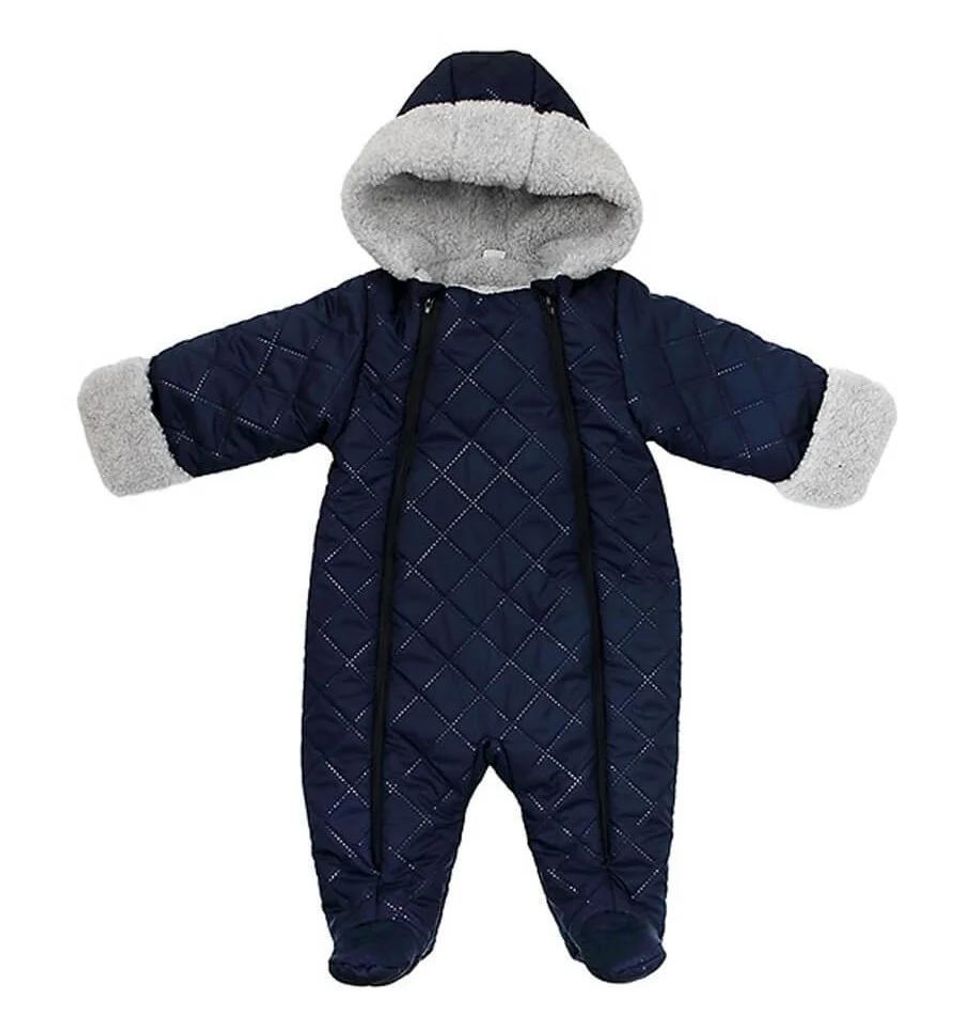 Winterlicher Baby-Overall mit Merinowollfell, blau 68 cm Produktbild 