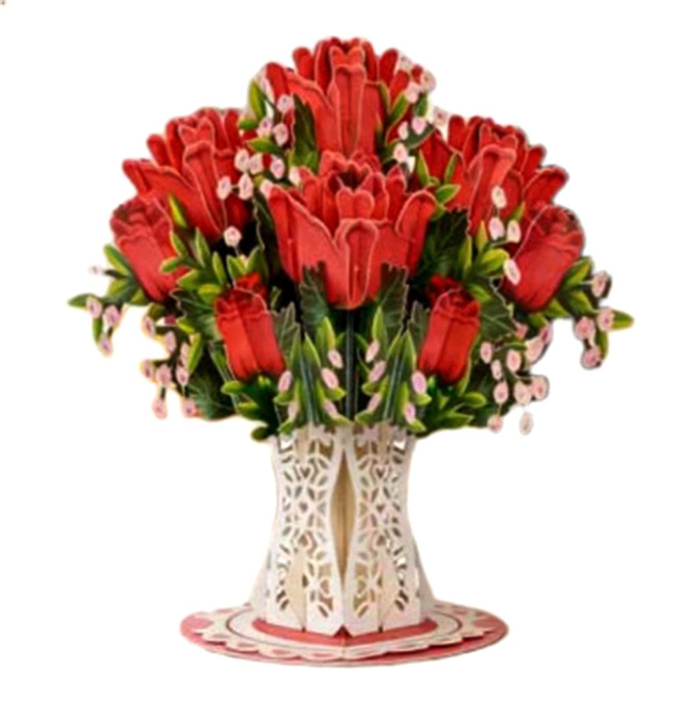 Pop-Up-Valentinstagskarte mit Wildblumenmotiv, 3D-Papierblumenstrauß, Grußkarte, faltbare romantische Blumenkarte für Geburtstag, Muttertag, Jah...