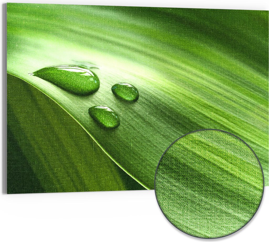 DEQORI Hybrid Leinwand Bild 90x60 cm 'Tropfen der Reinheit' Wandbild Glas flach modern