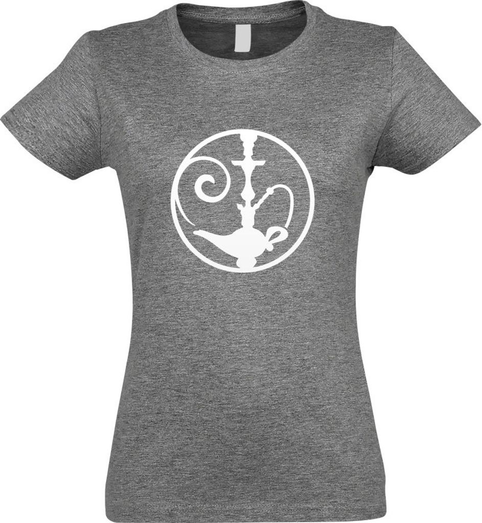 Kiwistar - T-Shirt tailliert - Damen - Graumeliert - Wunderlampe - mit Motiv Bedruckt - Funshirt Design - Sport - Freizeit - Damen - S