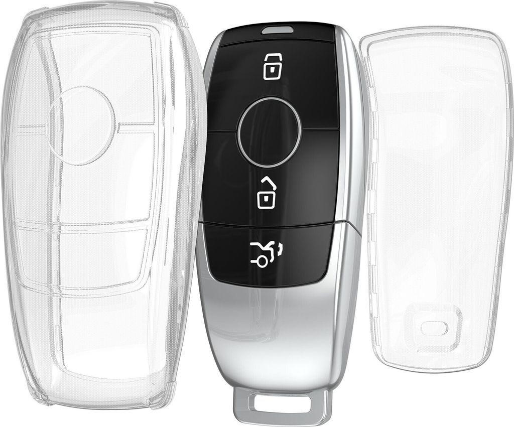 kwmobile Autoschlüssel Hülle kompatibel mit Mercedes Benz Smart Key Autoschlüssel (nur Keyless) - Schlüsselhülle Silikon Cover - Transparent