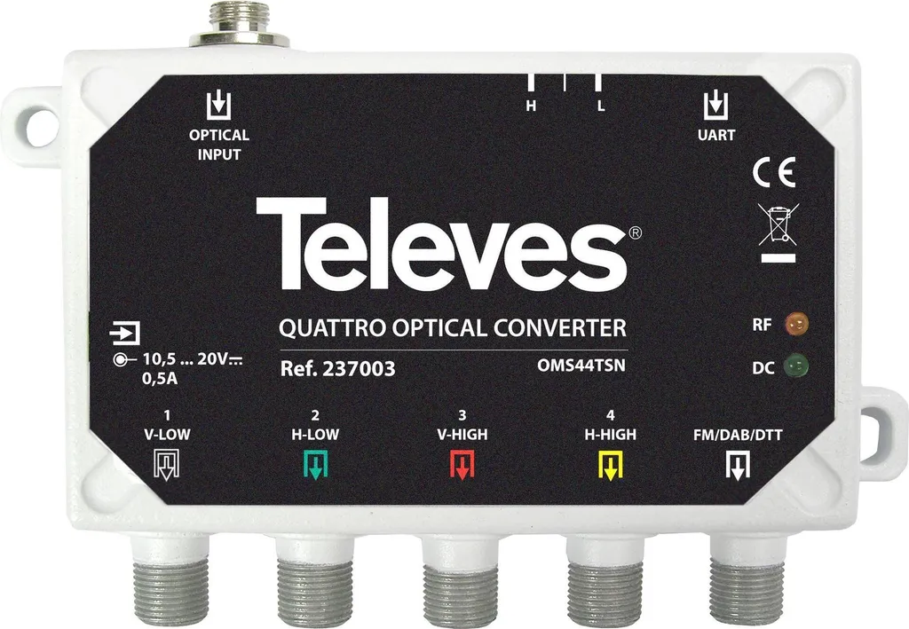 Récepteur Optique Satellite Quatro et TNT TELEVES OMS44TSN pour Immeuble