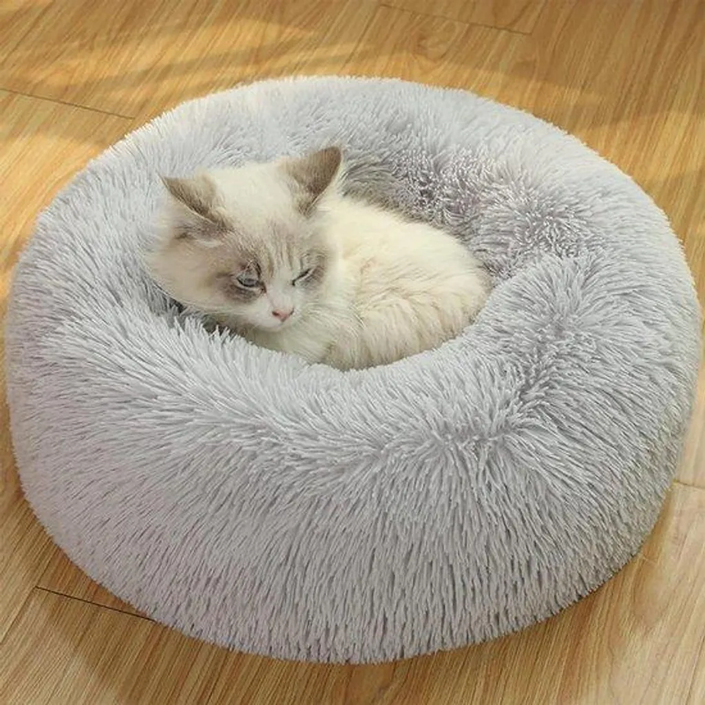 Lit anti-stress pour petit chien et chat 50cm, peluche ultra confort