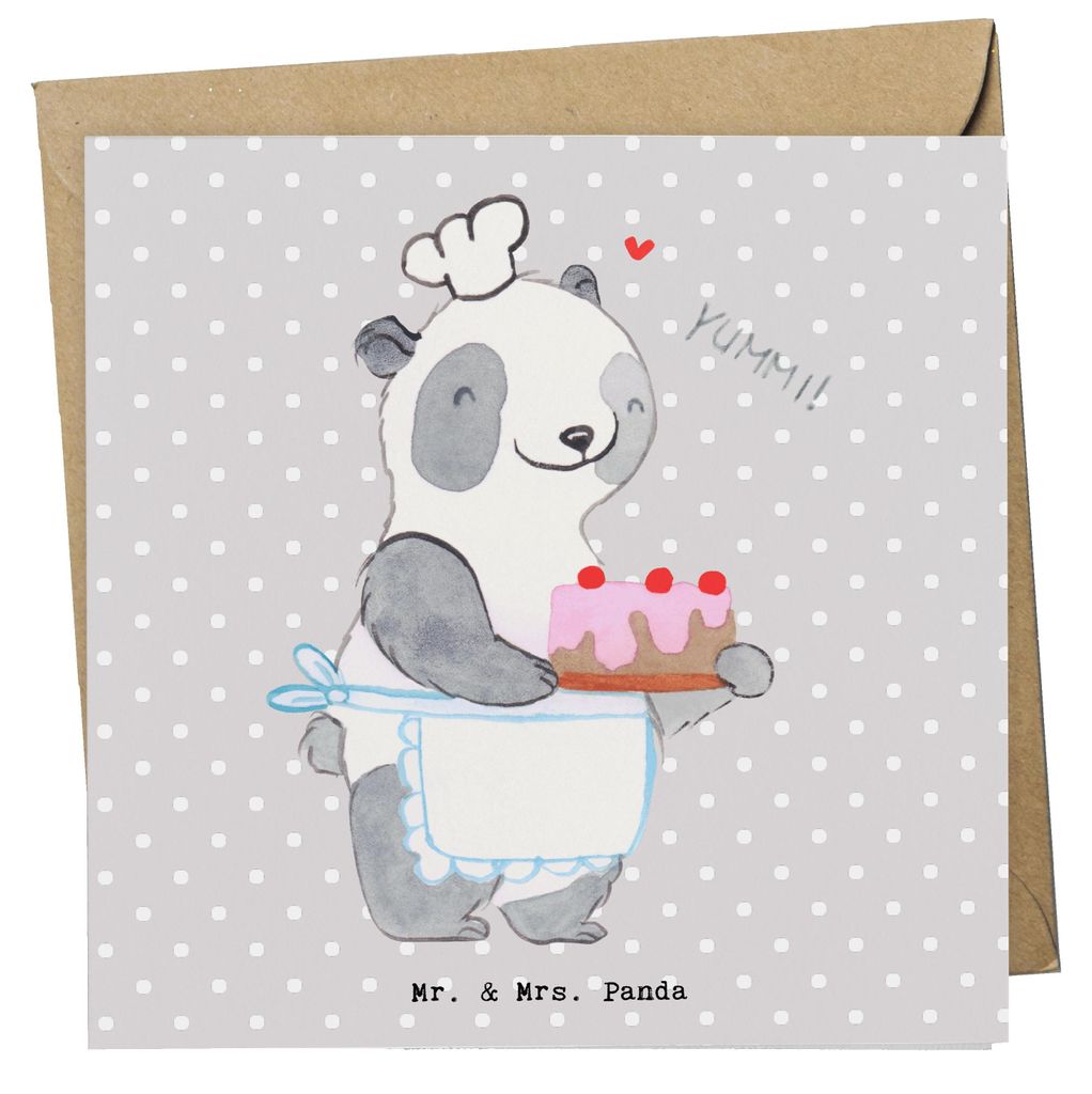 Mr. & Mrs. Panda Glückwunschkarte Bär Kochen - Grau Pastell - Geschenk, Grußkarte, anlasskarte, faltkarte, doppelkarte, Klappkarte, Hobbyköchin...