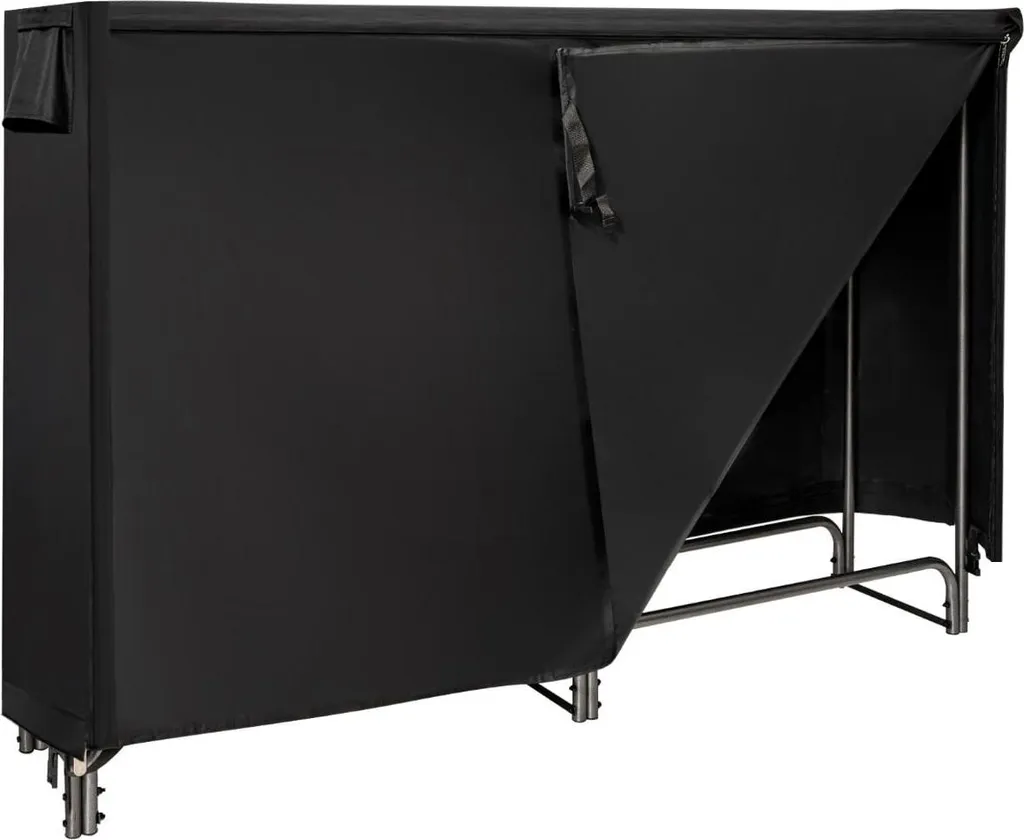Rangement bois de chauffage extérieur : support métal 184cm et housse