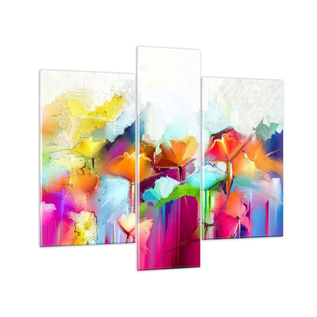 Bilder auf glas - Blumen Wiese Sommer - 95x80cm - Glasbilder - Wandbilder - Kunstdruck - zum Aufhängen bereit - Wanddekoration aus Glas - Glas Bil...