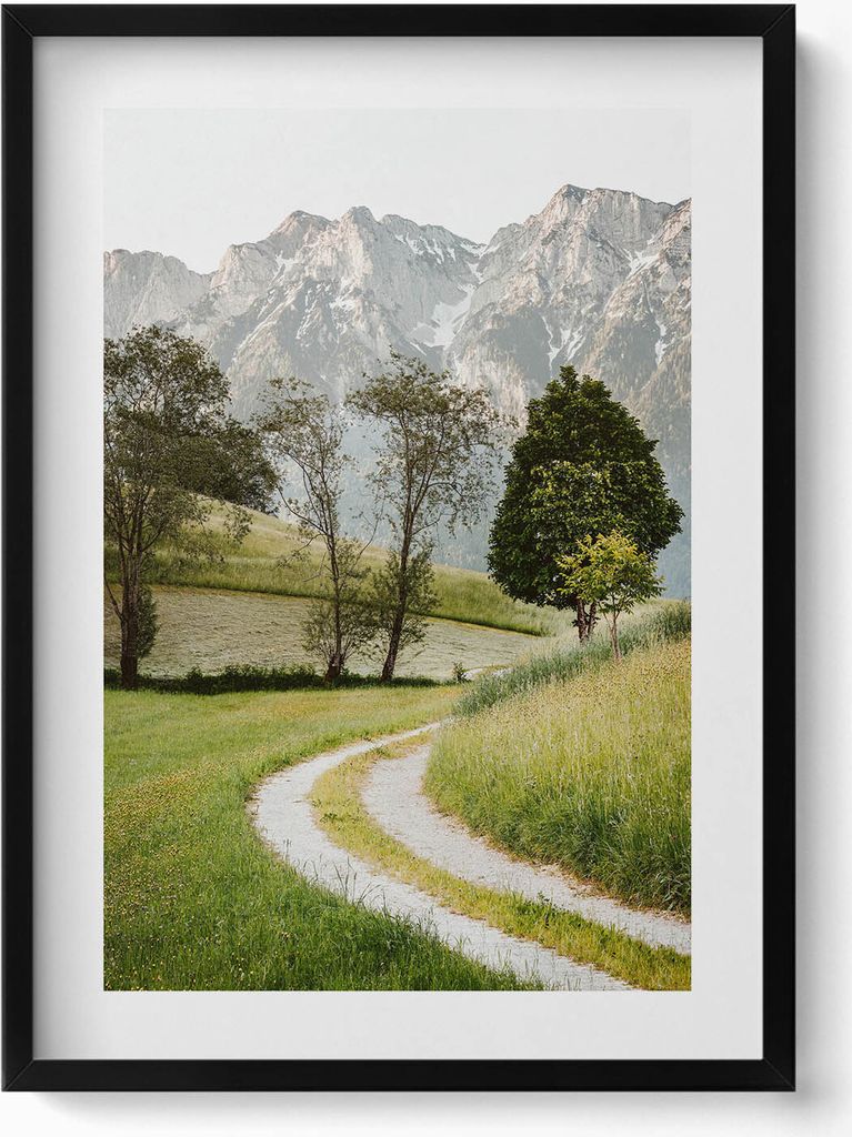 Felddogge in den Bergen– Wandbild mit Rahmen – Gerahmtes Bild – Wanddekoration – 50x70 cm – Schwarz Rahmen