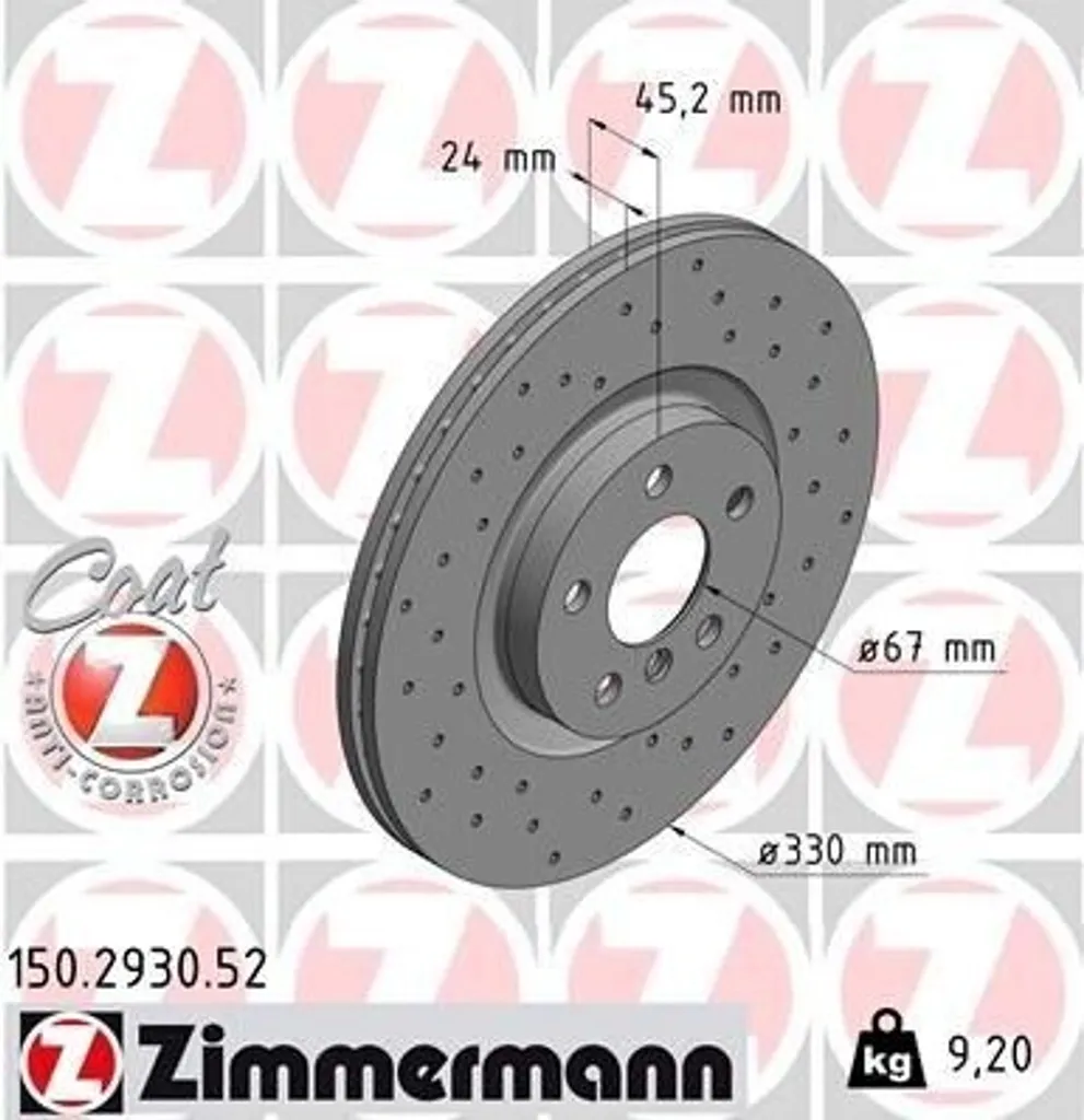 Éliminez les vibrations : Disque de frein Zimmermann 150.2930.52 BMW