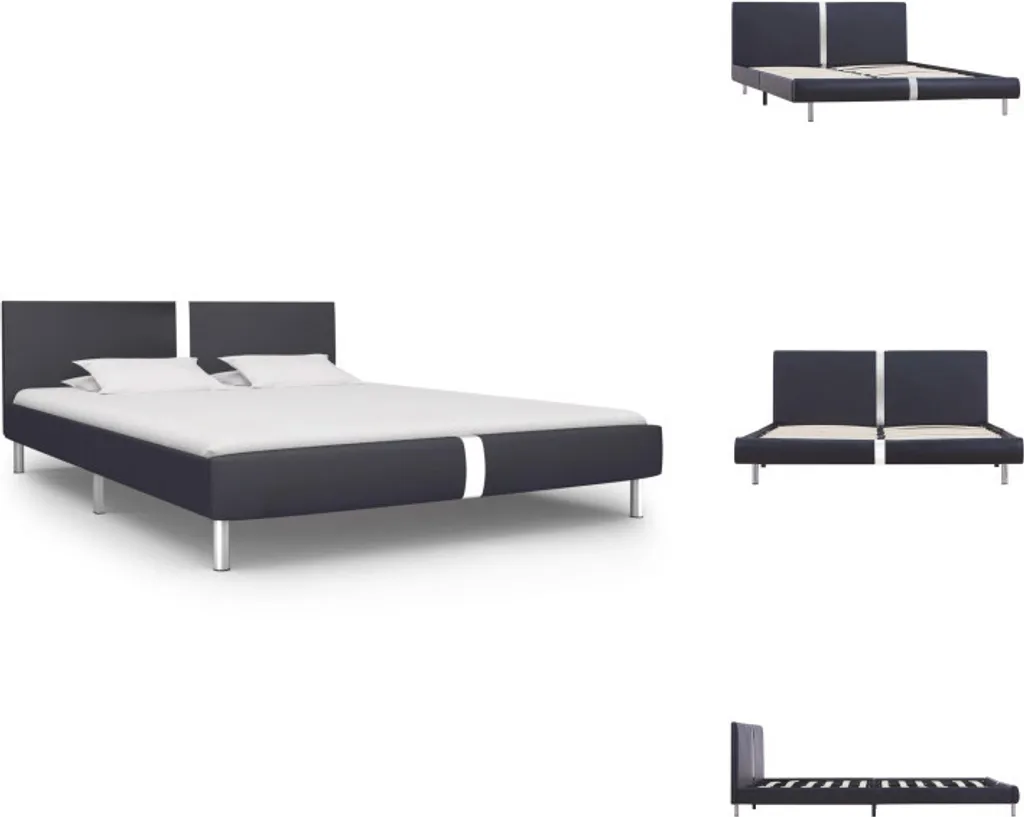 Cadre de lit vidaXL noir 120x200 cm - Revêtement similicuir durable