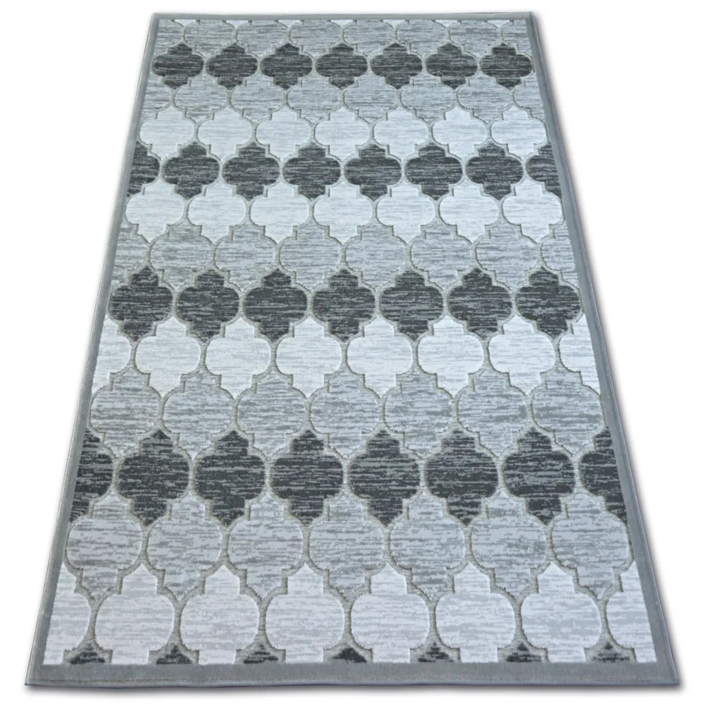 Tapis ACRYLIQUE YAZZ 3766 gris Trèfle Marocain Trellis en 80x150 cm