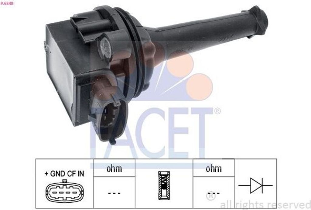 FACET 9.6348 Zündspule für VOLVO V70 II (285) XC90 I (275) V70 I (875, 876) V40 Kombi (645) S60 I (384) XC70 Cross Country (295)