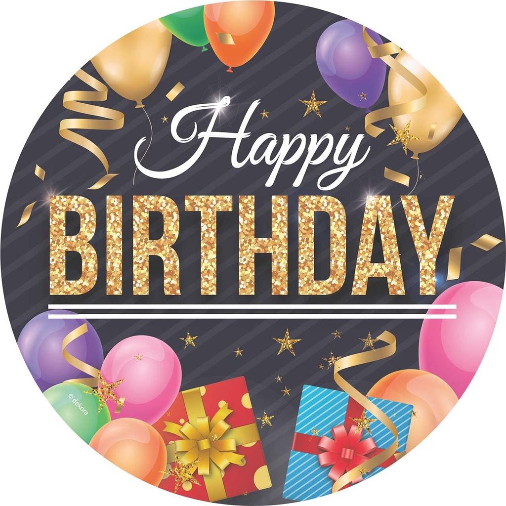 dekora - Happy Birthday Essbare Oblate - Tortenaufsatz - Produktbild 