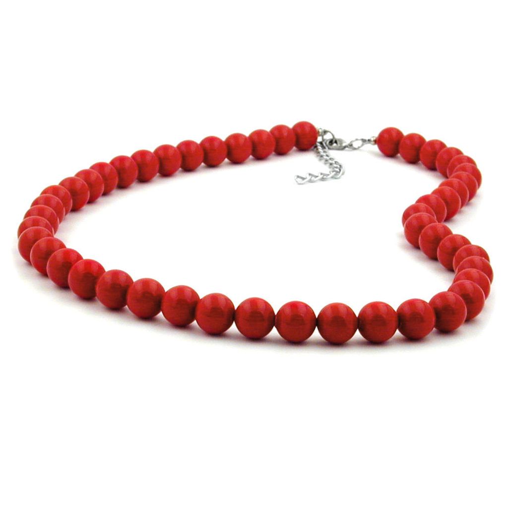 Kette 10mm Kunststoffperlen rot-glänzend 70cm rot 10mm Produktbild 