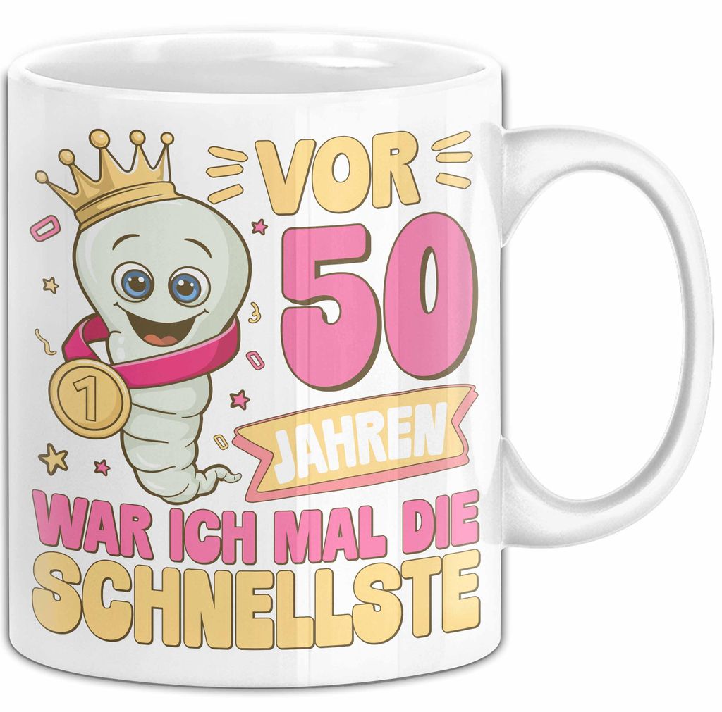 50. Geburtstag Tasse Geschenk Vor 50 Jahren War Ich Mal Die Schnellste Geschenkidee Frauen Mutter Oma (Weiß)