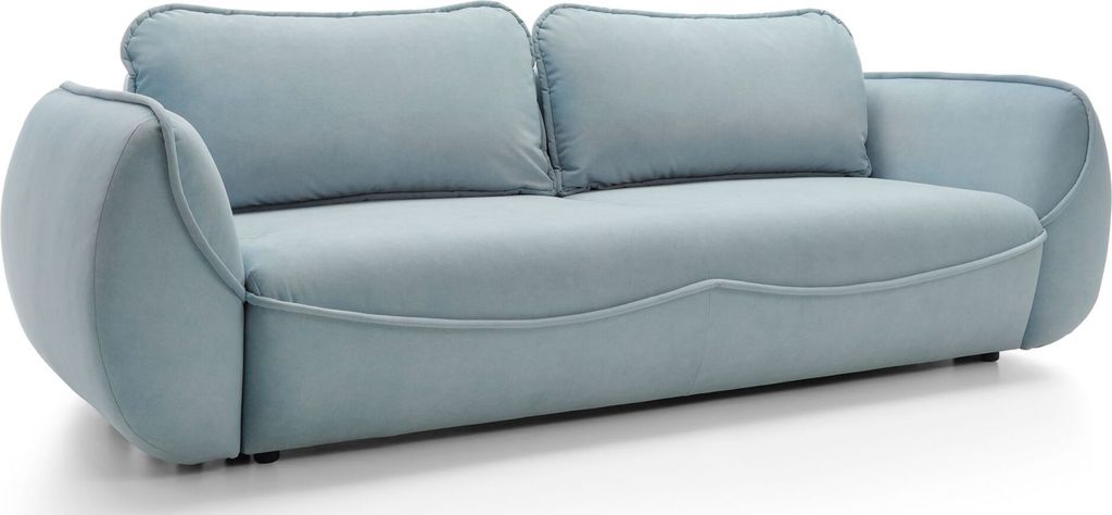 Selsey Cutie – Sofa 3-Sitzer mit Schlaffunktion & Stauraum, Easy-Clean Velours, blau