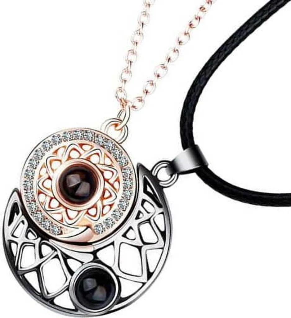 Set Collane Coppia Sole e Luna Magnetico - Accessori in Lega Rosa e Nero
