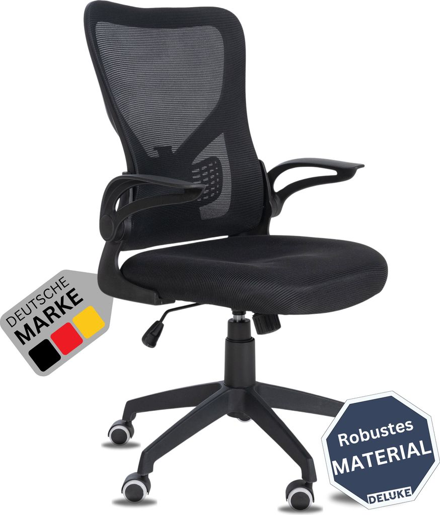 DELUKE Bürostuhl Ergonomisch CHOPO Schreibtischstuhl mit Netzbespannung | Höhenverstellbarer Drehstuhl, Arbeitsstuhl mit Armlehne | Computerstu...