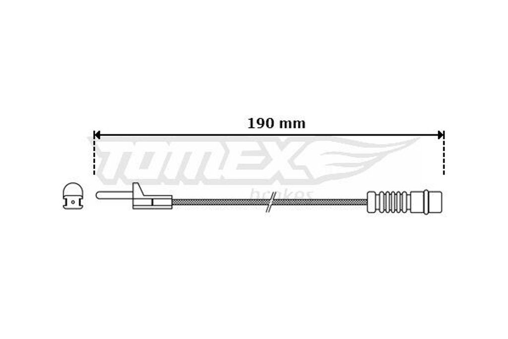 TOMEX brakes TX 30-09 Warnkontakt Bremsbelagverschleiß 190mm für VW LT 28-46 II Kastenwagen (2DA, 2DD, 2DH) LT 28-35 II Bus (2DB, 2DE, 2DK)